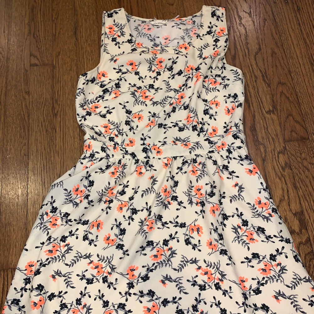 Neon and black flower open back dress